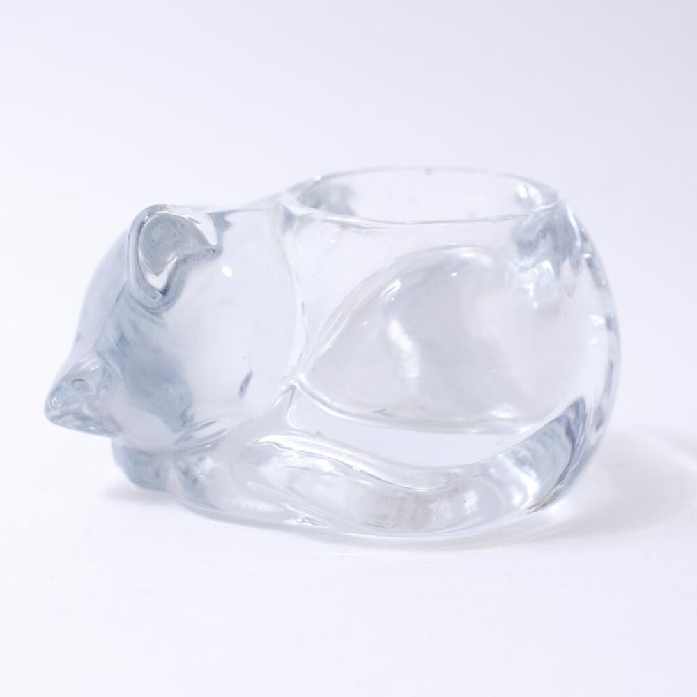 Sleeping Cat, Candle Holder, Indiana Glass, Crystal, Home Decor, Avon, Crystal